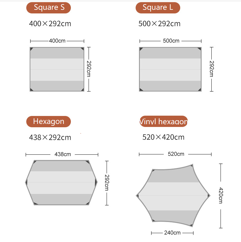 Oxford 210D Waterproof Camping Outdoor Tents Velarium Hiking Sun Protection