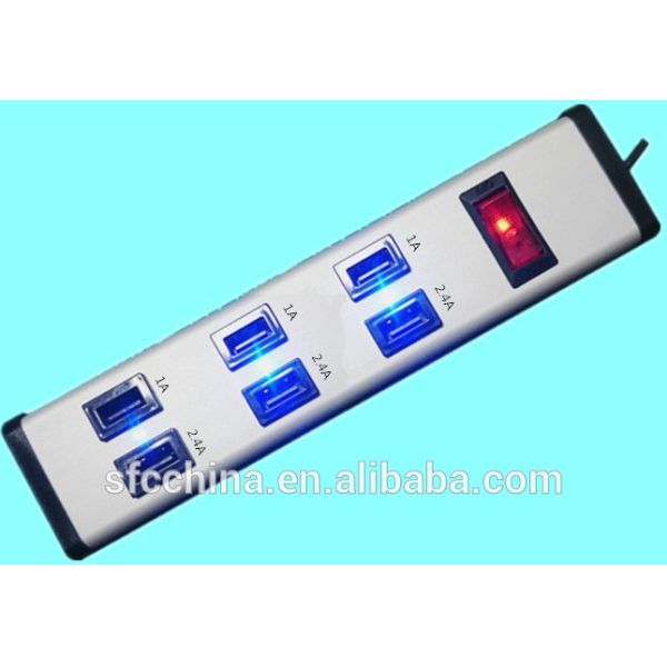 5V 2.4A and 1A USB 6-PORTS CHARGING STATION FOR iPad mobile MP3