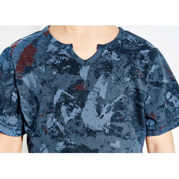 Simple V Neck Boys Short Sleeve T Shirts , Boys Summer Clothes Reactive Printing