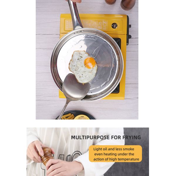 Hot Selling Kitchen Stainless Steel Non Stick Fry Pan Three Layer Double Bottom Medical Stone Frying Pans