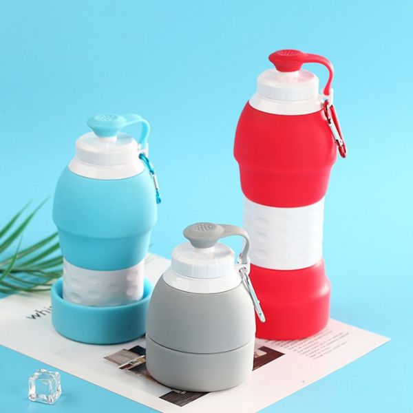 580ml Food Grade Silicone Collapsible Water Bottle 78x220mm