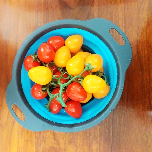 washing vegetable wash fruit over the sink folding kitchen silicone collapsible colander strainer set