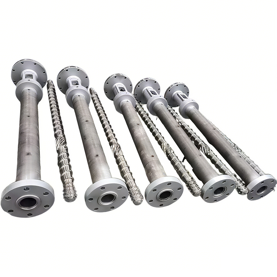 Customized Diameter 55 Screw Barrel for Extruder Machine for PP HDPE PPS LDPE Materials Nitrided or Bimetallic Treatment Plastic machine