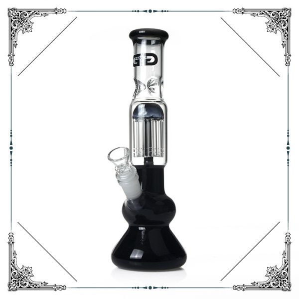 10 Inches Double Round Base Glass Bong 4 Arms Tree Perc Hookah Smoking Pipes