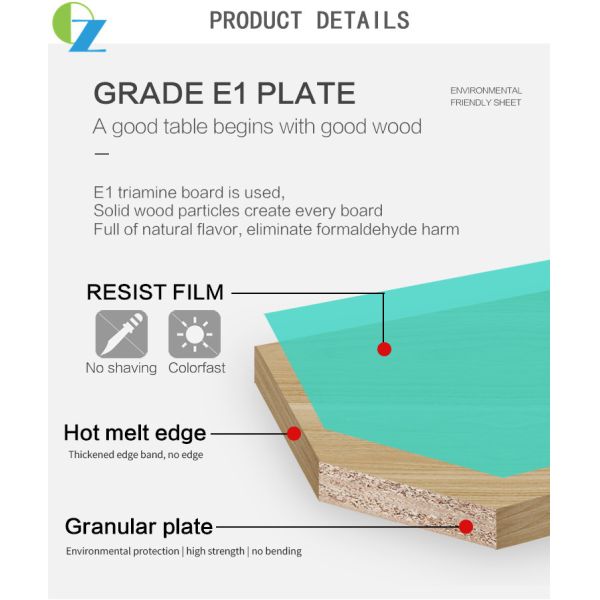 Powder coating KD Modern Office Meeting Table Wooden Panel Top