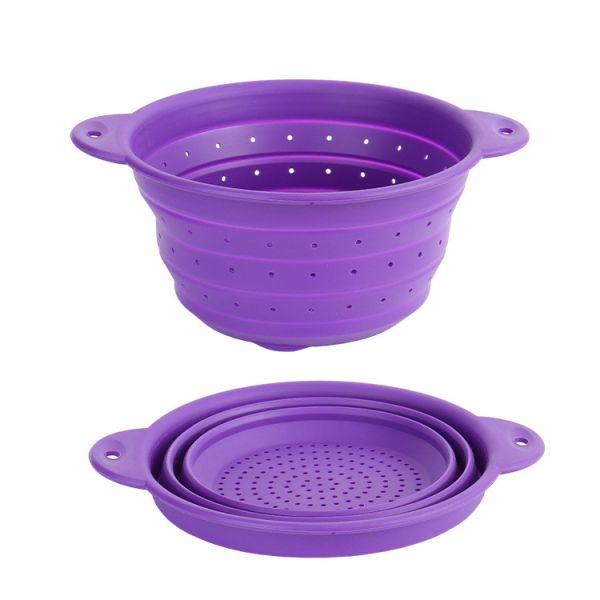 Silicone Collapsible Colander Set Food Strainer And 9 Inch Mixing Bowl 2Pcs Fruits Vegetables Pasta Strainer BPA Free