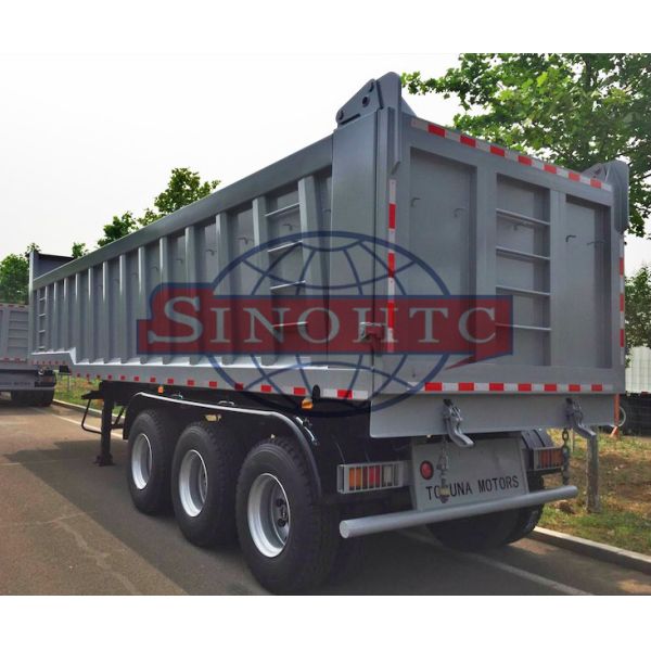 28 - 38m3 Semi Dump Trailers High Strength Steel Material Three Axle
