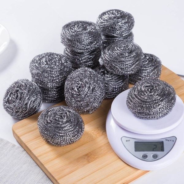 8x6cm 410 Stainless Steel Wool Wire Cleaning Ball Kitchen Scourer
