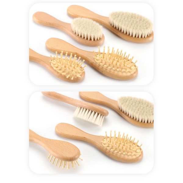 Eco Friendly Wooden Baby Brush And Comb Set Baby Shower Brush Comfortable
