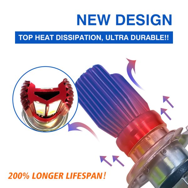 Lumen 1800lm YAYE Motorcycle Headlight Bulb 2 Side Emitting CSP AC/DC8-80V H4 HS1 BA20D H6 H6M P15D