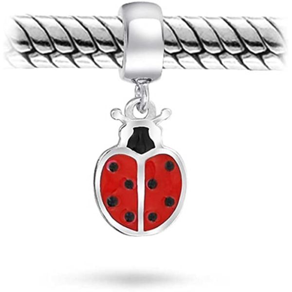 Personalize Red Lucky Ladybug Insect Gardener Dangle Charm Beads For Women Teen