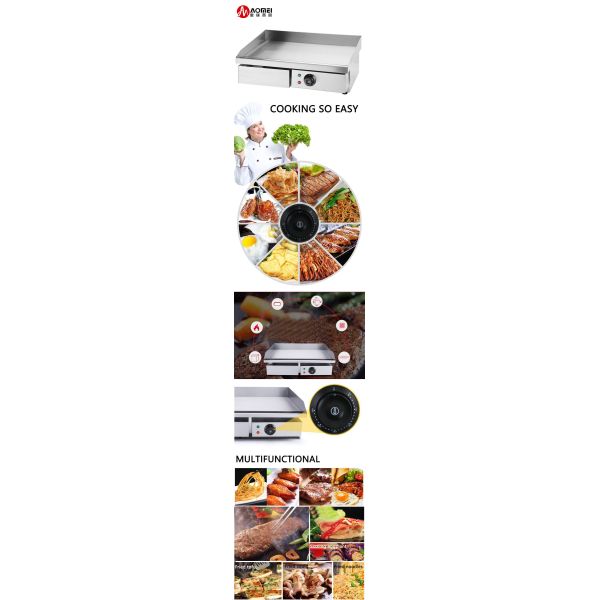 Commercial Stainless Steel Electric Griddle Grill with Interchangeable Waffle Plates