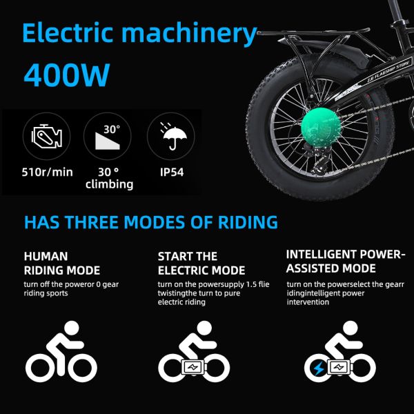 350W Folding Electric Bikes For Adults , 20" 4.0 Foldable Fat Tire Bike 28MPH