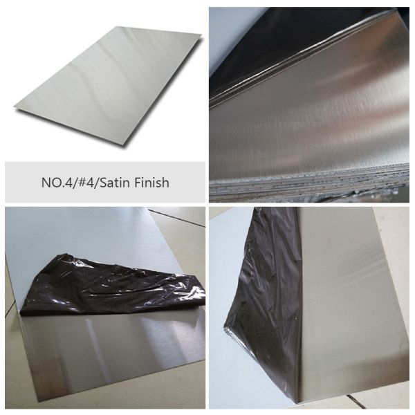 PVC Film Stainless Steel Flat Sheet Cold Rolled 0.5mm x 1219mm x 2438mm Brushed No.4