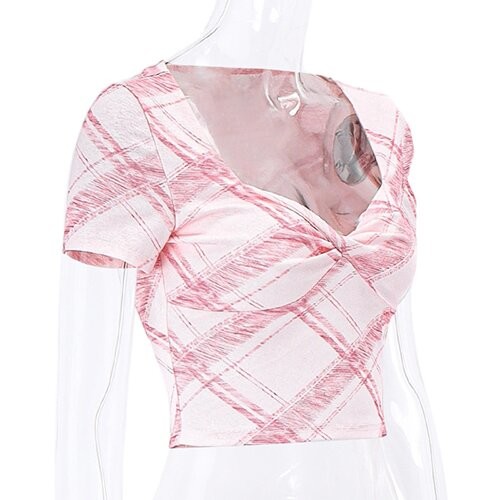 OEM Summer Wind Vyders Versatile Umbilical Short Sleeved T-Shirt Women V Neck