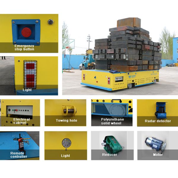 Carbon Steel Trackless Electric Material Transfer Cart for Metal Industry Apply Heavy Load