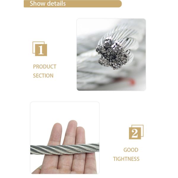 Cable de alambre galvanizado de 7 x 19, 8 mm, 10 mm y 12 mm, cable de elevación suave, antitorsión, grúa, cable de metal resistente.