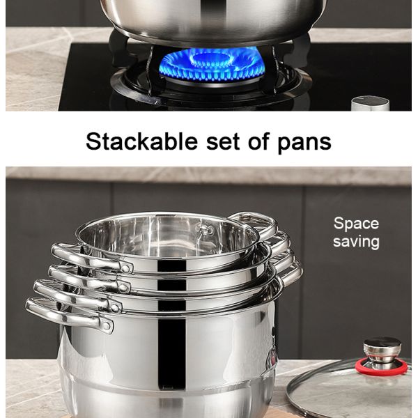 Factory Direct Sale Kitchen 8 Pcs Cooking Pots Cookware Sets Stainless Steel Soup Pot Set Cooking Pot Sets