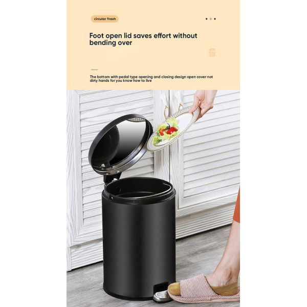 Steel and Pp Pedal Trash Can Bathroom Bin With Toilet Brush for Kitchen Recycling Storage for Household Items