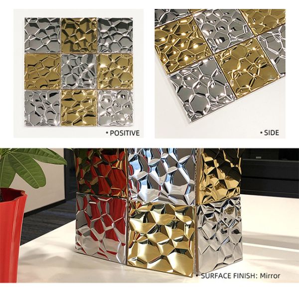 8K Mirror Stamped Stainless Steel Sheet 0.5mm Water Ripple Stainless Steel Ceiling Plate