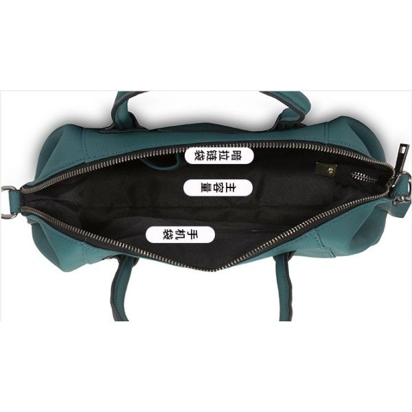 Small Simple Top Layer Dark Green Cowhide Leather Tote Handbags Purse