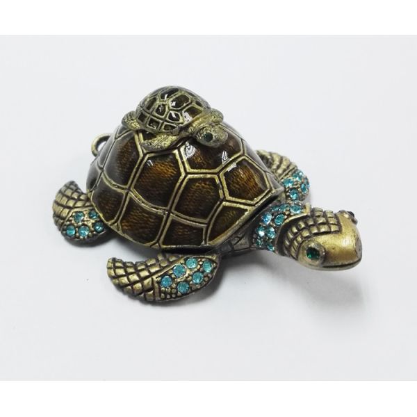 Mum & Baby Turtle metal trinket box turtle treasure box metal jewelry box
