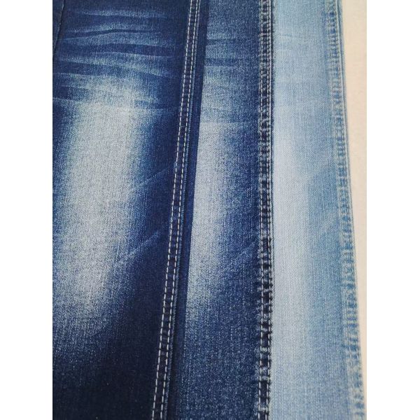 75%Cotton Vertical Bamboo Yarn Stretch 9.1oz Denim Fabric 10S For Lady Jeans