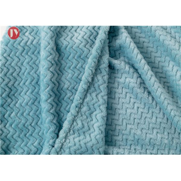 Flannel Knitted Polyester Fleece Blanket Super Soft Blue Wavy Mink Blanket Soft Warm