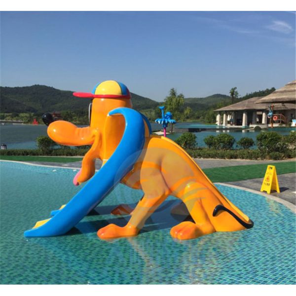 Double Flume Mini Pool Slide Fiberglass Children Swimming Pool Dog Slide Anti UV