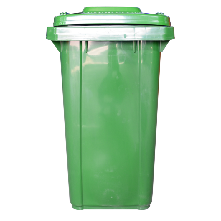 Green Commercial Rolling Trash Can 100Ltr Recycle Garbage Containers With Lid