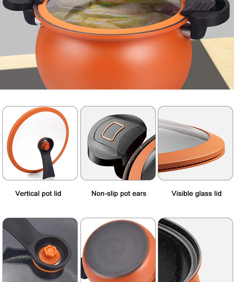 28CM Large Capacity Iron Kitchen Pressure Cooker Maifan Stone Non Stick Coating