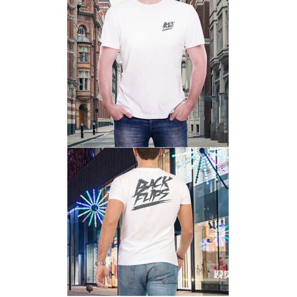 Men's Plus Size 100% Cotton Short Sleeve Polo Tshirt with Custom Print in Soft White