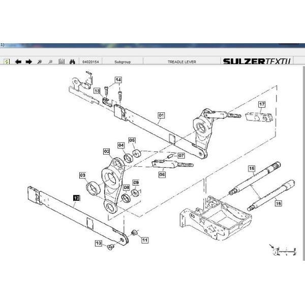 P7100 Sulzer Loom Spare Parts Deflecting And Treadle Lever For Shed Formation