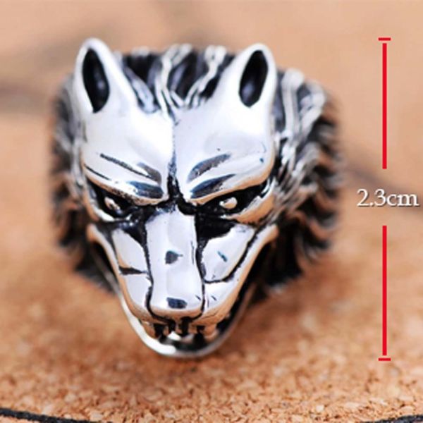 Men's Thailand Sterling Silver Vintage Wolf 925 Silver Ring (R6030807)