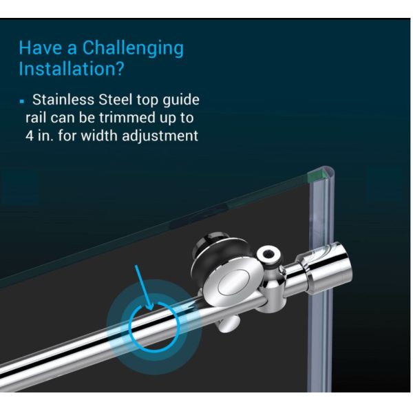 L Shape Tempered Glass Shower Enclosure Stainless Steel Sliding Frameless