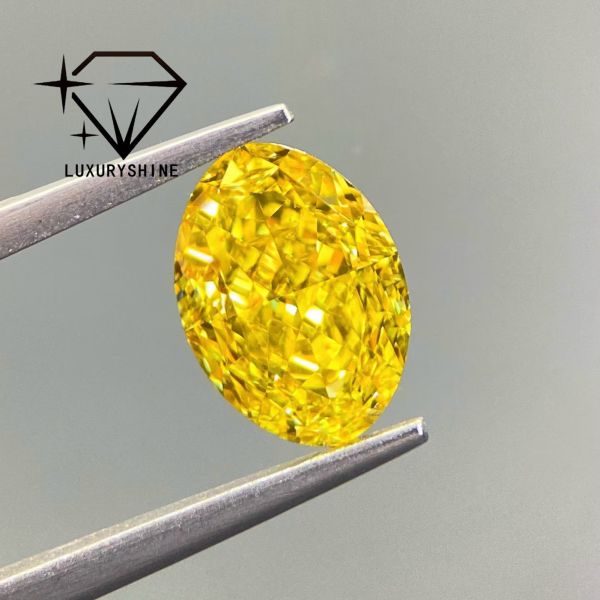 LuxuryShine VVS-VS Fancy Yellow/Light Yellow/Fancy Intense/Vivid Yellow Lab Grown Diamond 1CT 2CT 3CT 4CT 5CT Oval Excellent Cut With Certificate &
