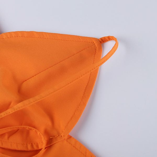 Flower Hollow Women Crop Top , Lace Up Halter Backless Crop Top