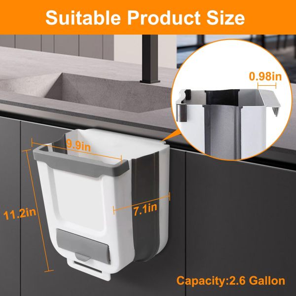 Cans Door Drawer Hanging Folding Waste Bin Handheld Cabinet Portable Wall Mounted Trash Can for Kitchen