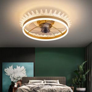 Quality 30W Modern Crown Ceiling Lights Fans Lamp LED Remote Control Changeable Adjustable Indoor Home Decor Living Dining Room wholesale