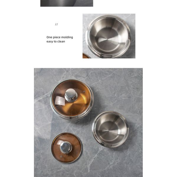 Best Selling Kitchen Pots Multiple Sizes Food Grade 18/8 Stainless Steel Soup Stock Pot Rice Cooker Cooking Pot