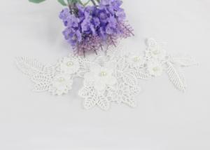 Quality Embroidered Lace Collar Applique Beaded Floral Lace Neck Applique For Dress wholesale