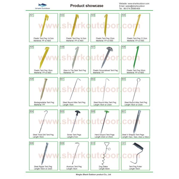 Hot selling lightweight plastic tent peg for softer ground 6 in.