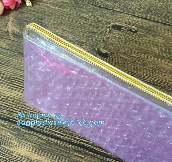 Flat bottom zip lock tin tie food packaging aluminum foil bubble bag, Air Bubble Plastic Packing Bag, Shock Proof Slider