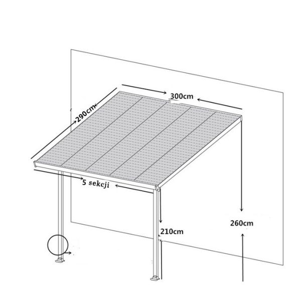 9m2 Sun Shelter Garden Wall Mounted DIY Patio Cover Aluminum Sunshade Outdoor Gazebo Patio Cover Canopy Awnings Black