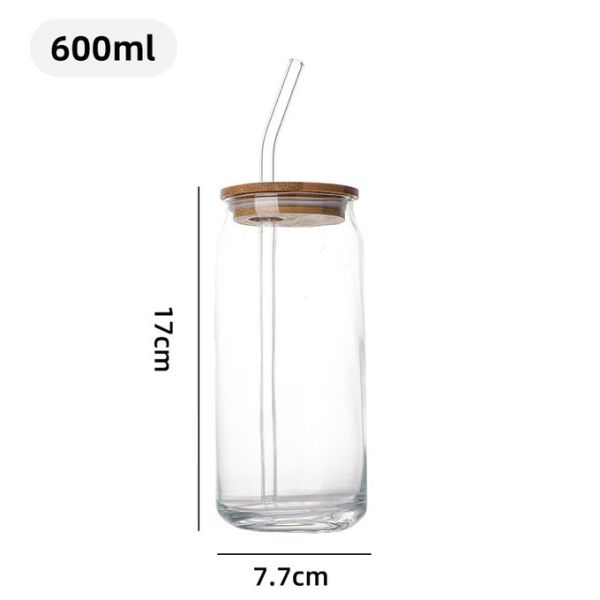 Sublimation Glass Coke Cup With Bamboo Lid And Straw Glass Cold Drink Cup High Borosilicate Glass Coated Transparent Glass Cup Set Sublimation Glass