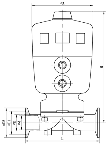 Clamp Connection EPDM Seal AISI 316L Pneumatic Diaphragm Valve