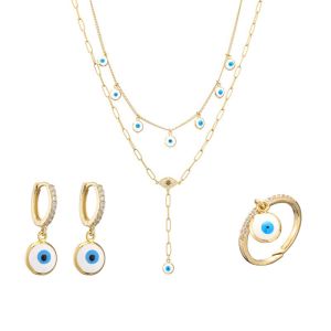 China Enamel 18K Gold Jewelry Set on sale