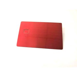 Quality Red 1.2mm Metal Membership Card With Chip Brush Finishing wholesale