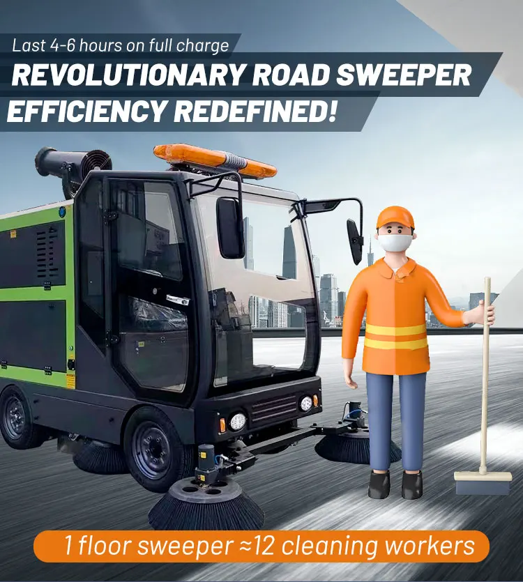 Road Cleaning Mechanical Electric Vacuum Sweeper Machine Truck With Brush