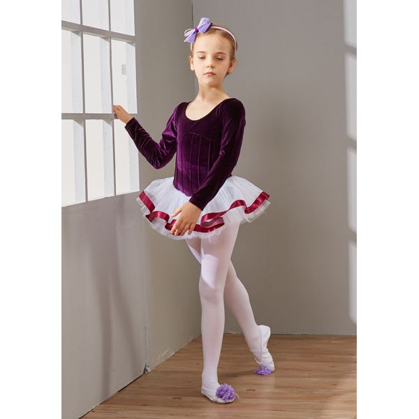 Children dance costumes girls velvet long-sleeved autumn uniforms children's ballet dance dress